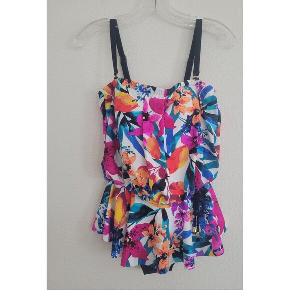 NWT Maxine Of Hollywood Women One Piece Swimsuit Floral Strapless Or Straps Sz 6 - Picture 2 of 8